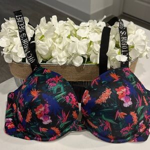 Victoria's Secret Floral Bra - Black and Multicolor